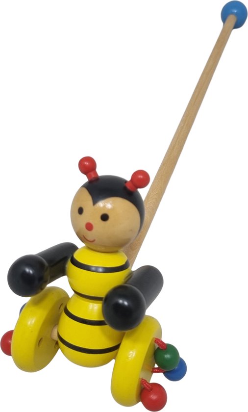 Houten Duwstok vrolijk bijtje