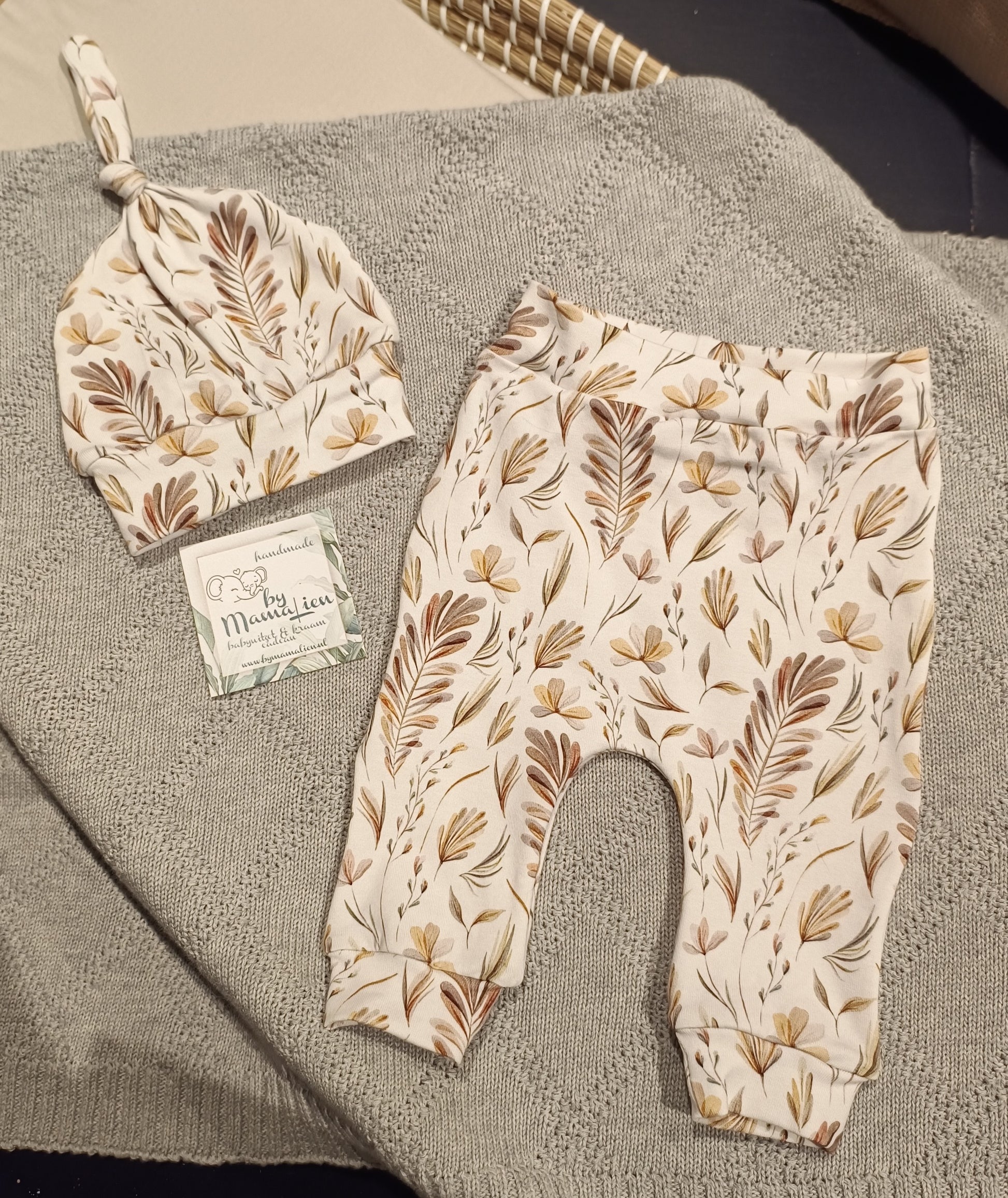 Baby setje maat 50/56 natuur