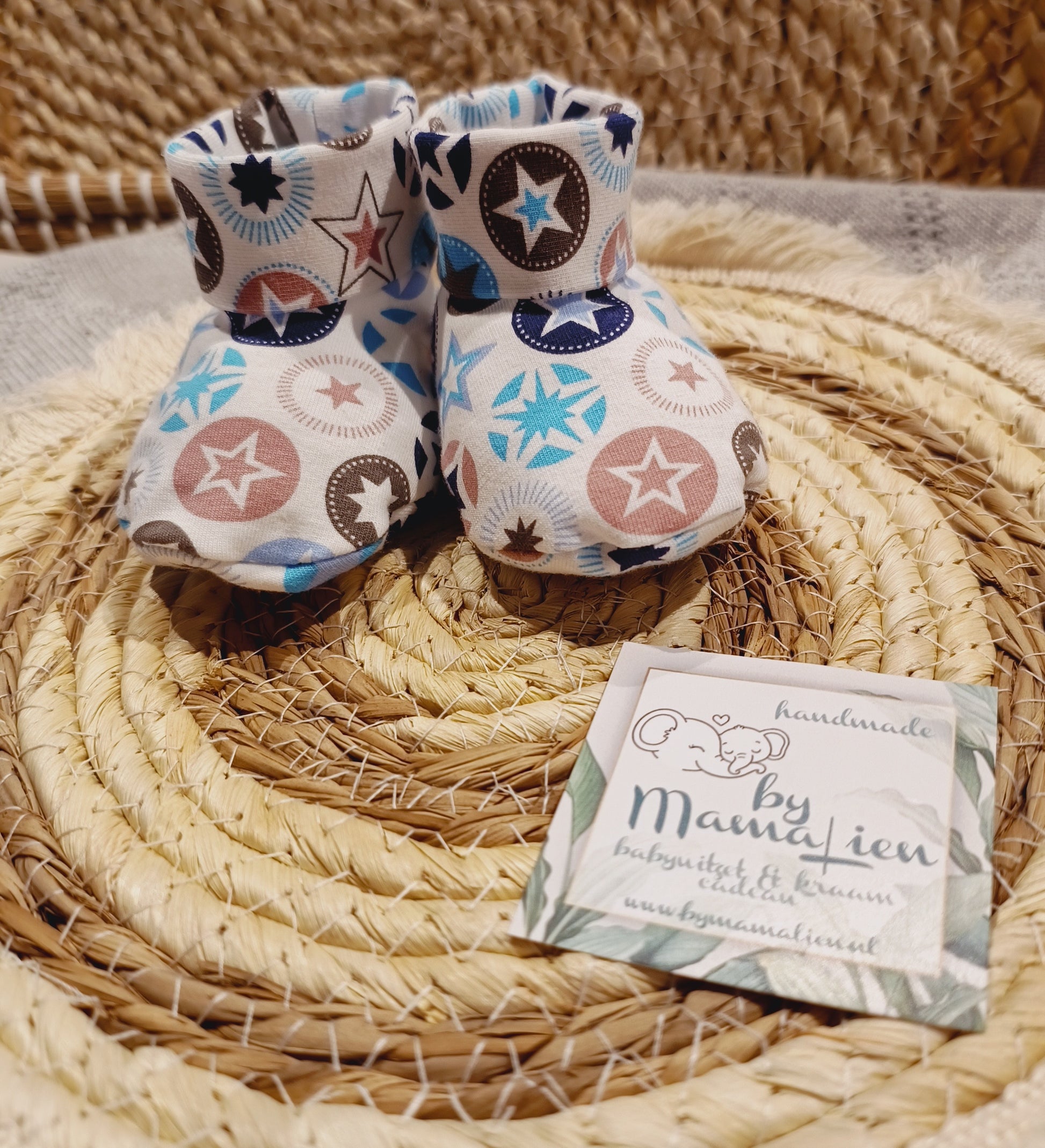 Baby slofjes sterren blauw