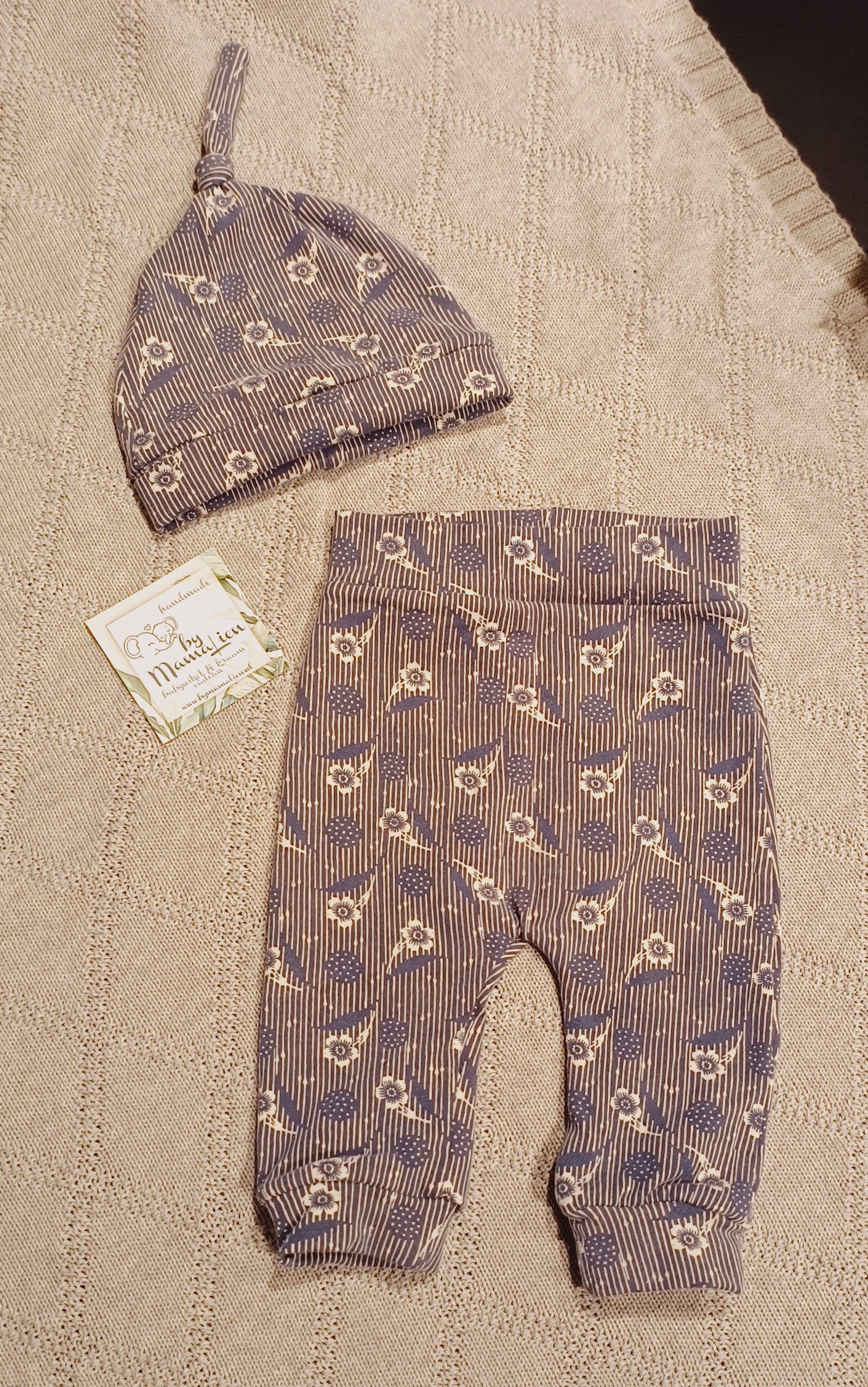 Baby setje maat 50 blauwe bloemen