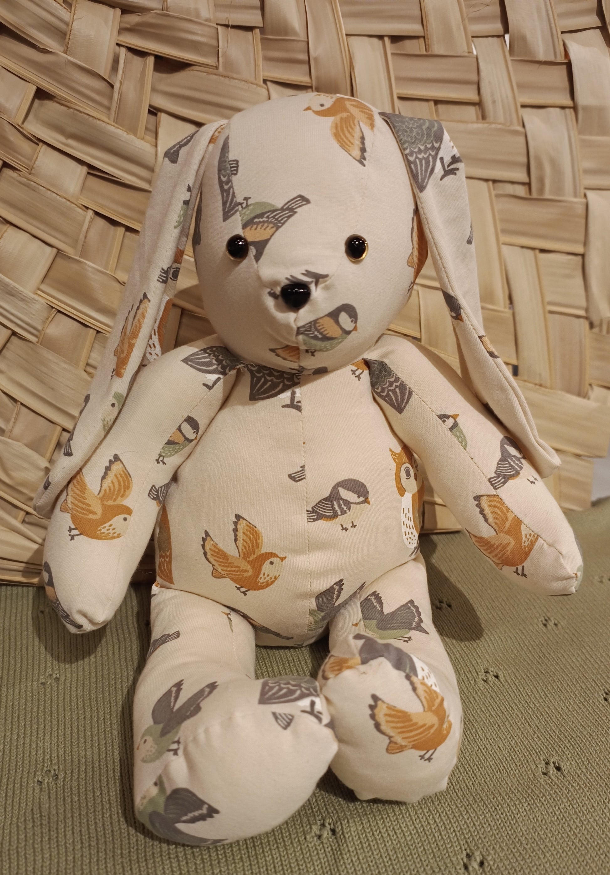 Stoffen knuffel konijn uiltjes