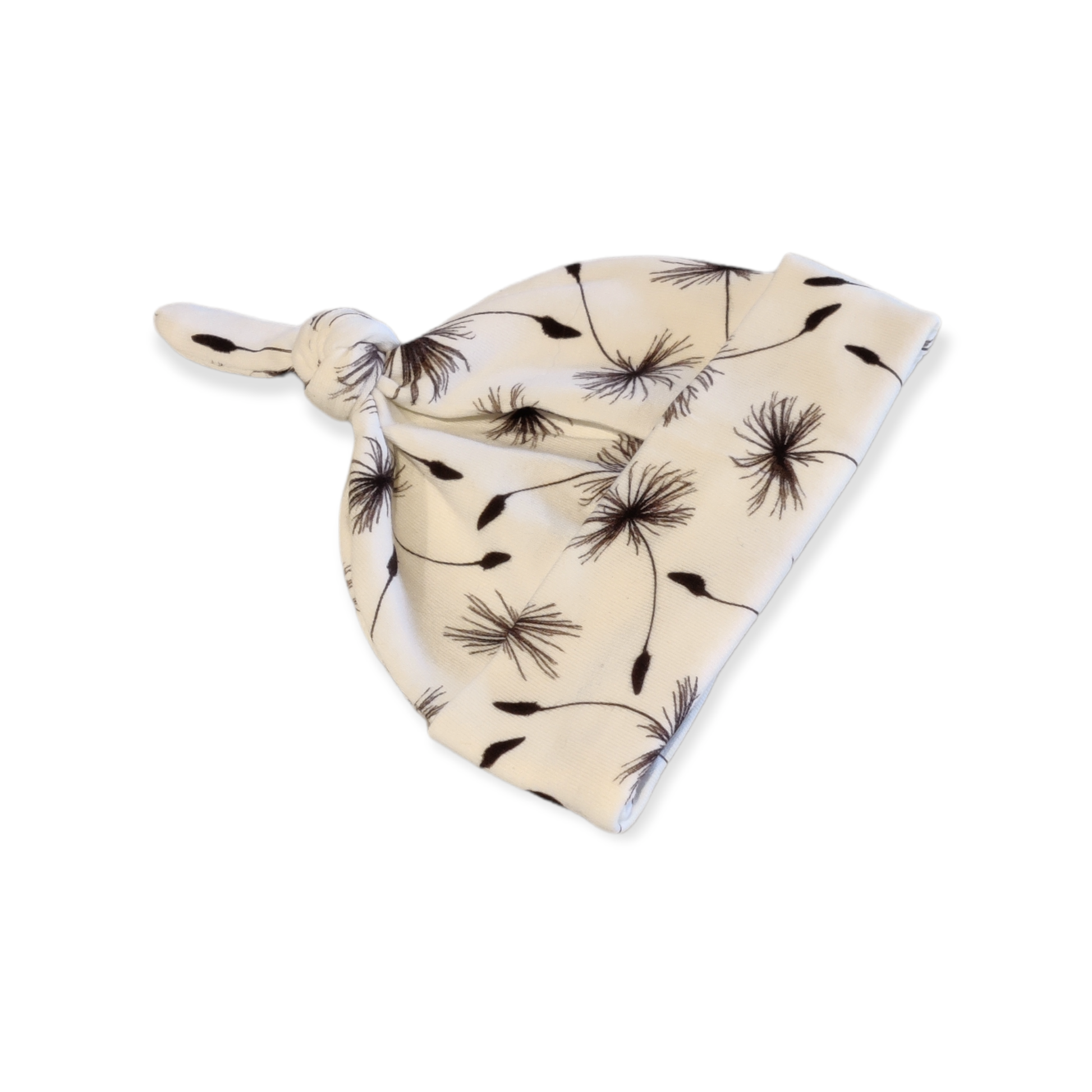 Baby knoopmutsje donkere pluis bloemen