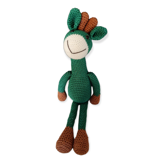 Gehaakte giraf groen/bruin