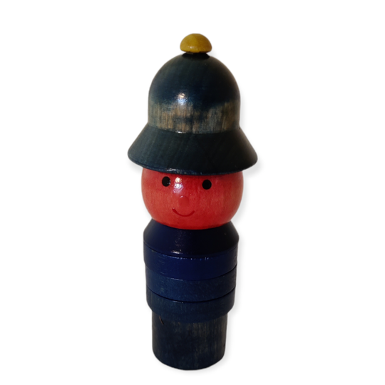 Houten stapelpoppetje blauw