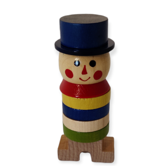 Houten stapelpoppetje vele kleurtjes