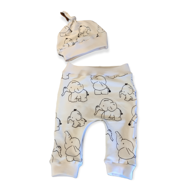 Baby setje maat 50/56 olifantjes wit