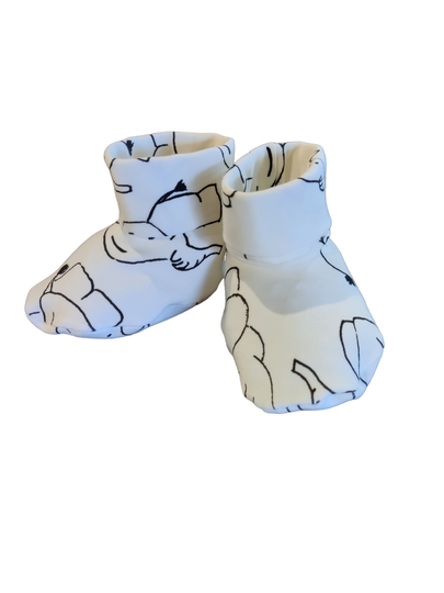 Baby slofjes olifantjes zwart creme