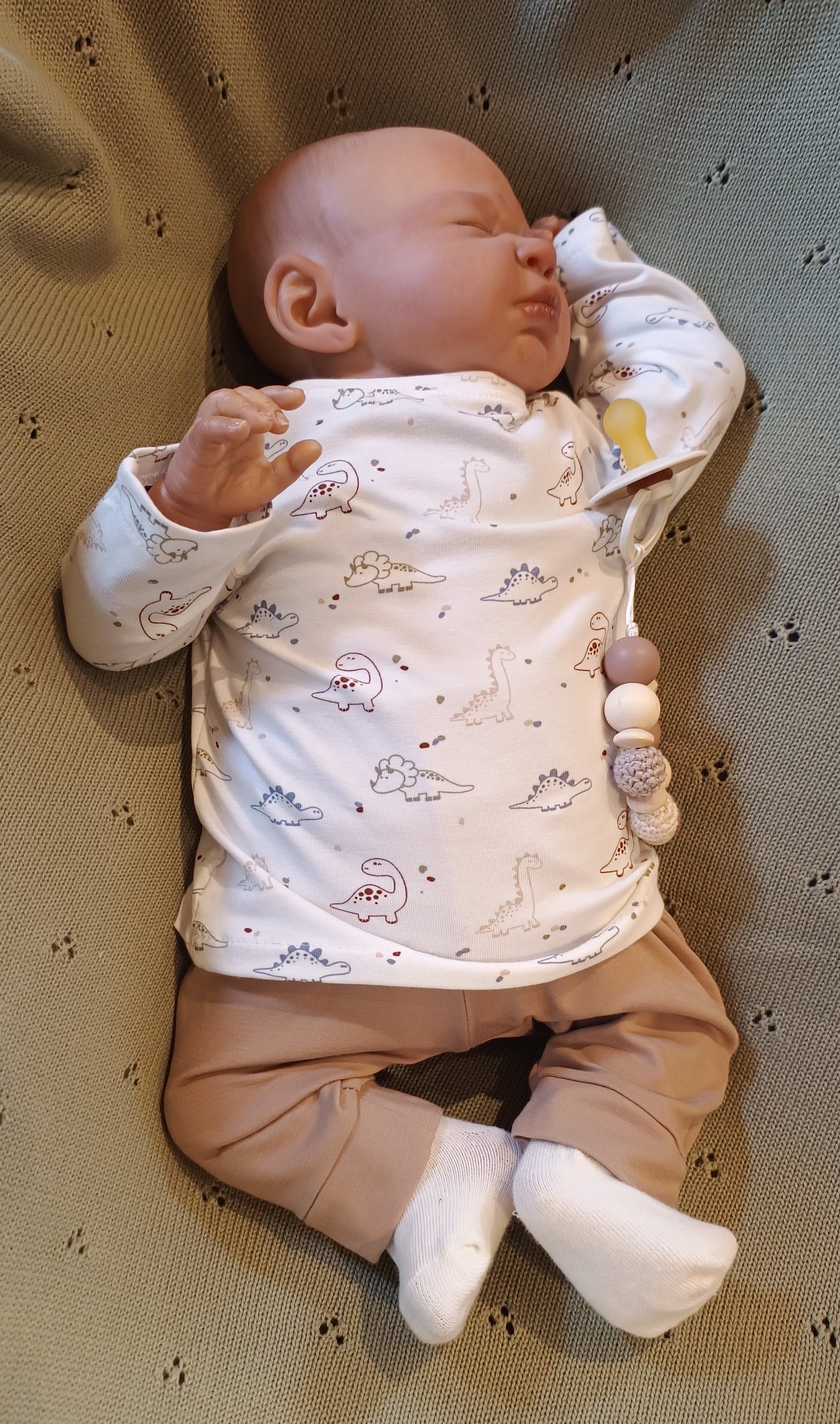 Setje broekje en shirtje taupe dino maat 56