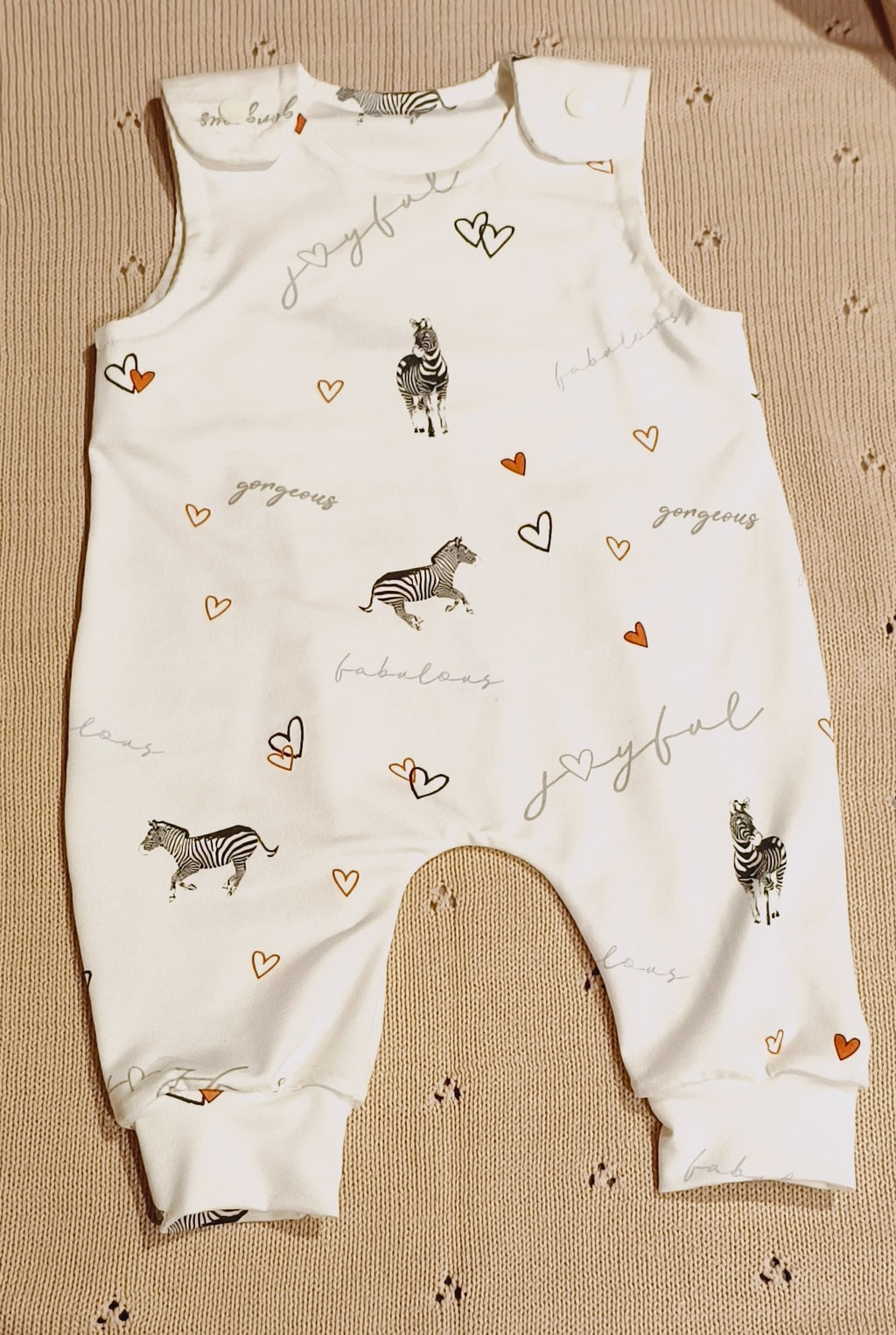 Baby salopette creme zebra love maat 56