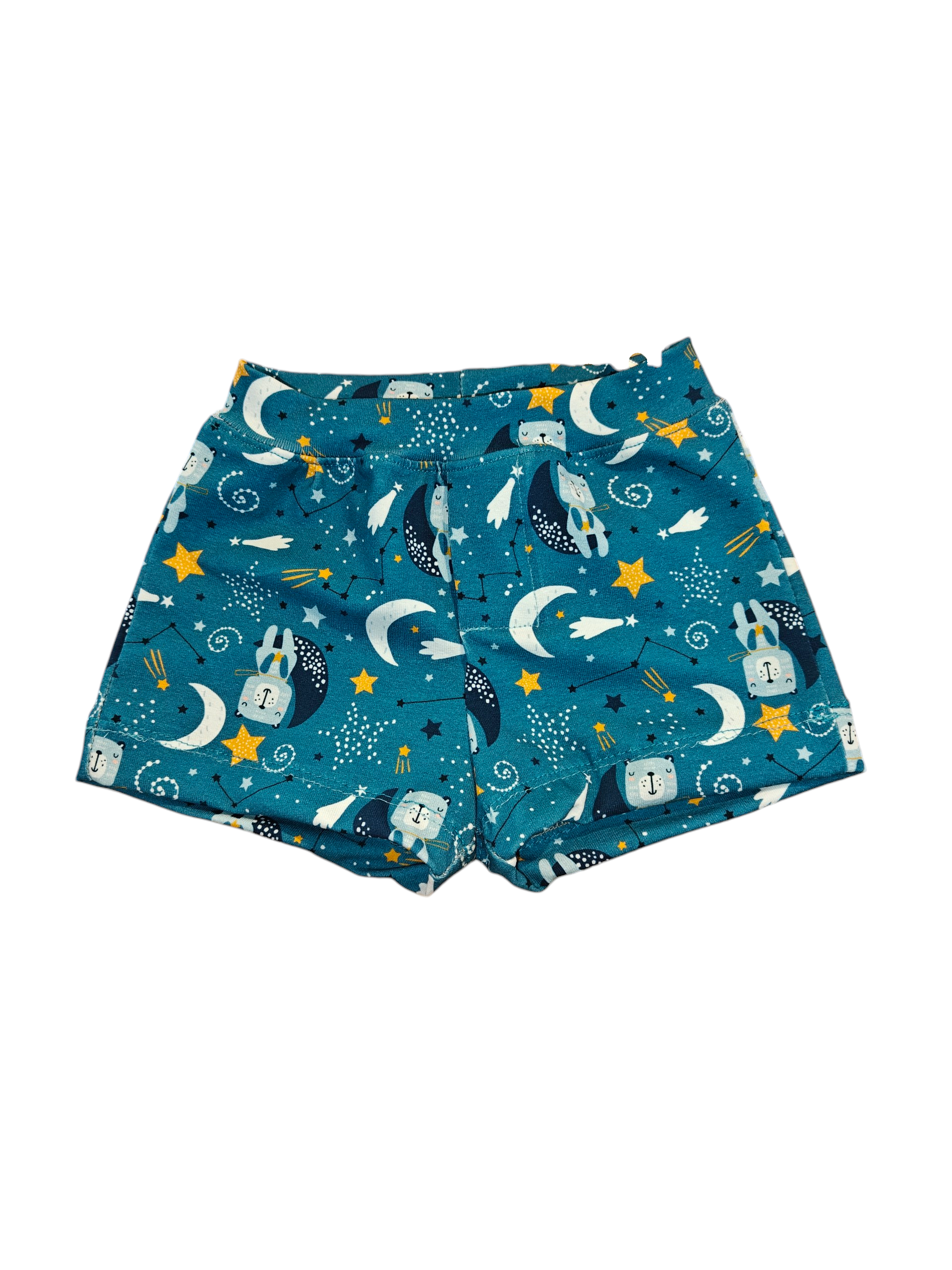 Baby korte broek maat 62 blauwe beertje maan sterren