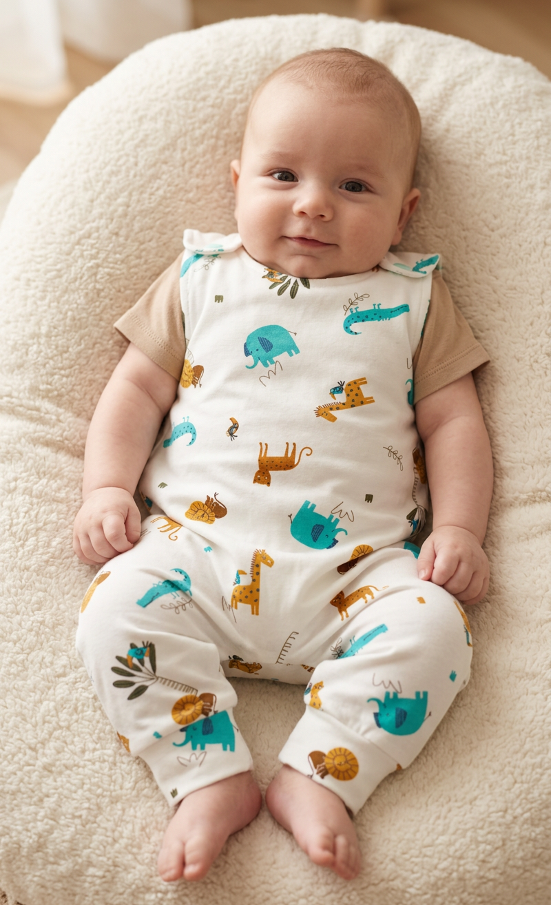 Baby salopette creme jungle maat 62