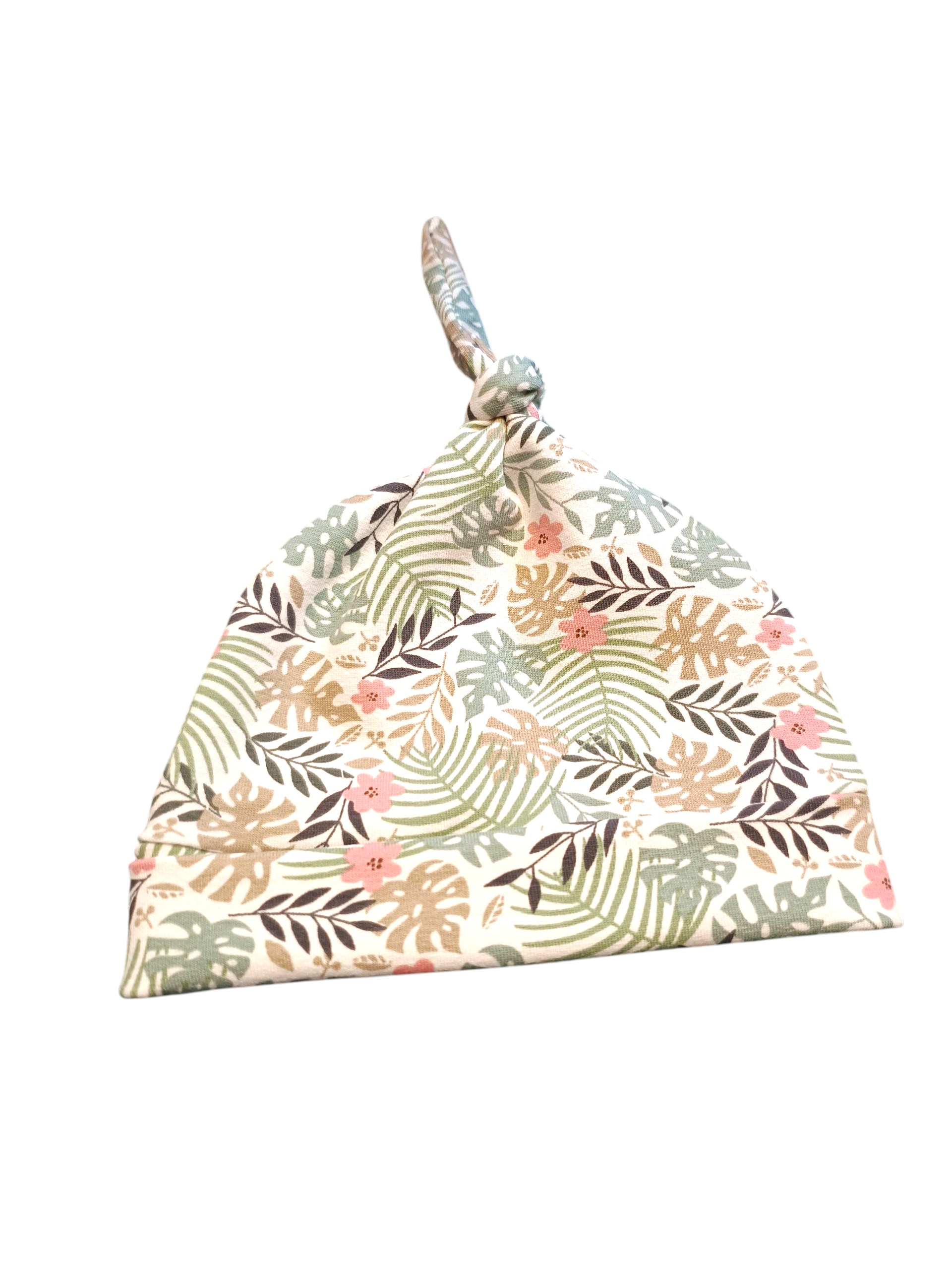 Baby knoopmutsje jungle bloemen