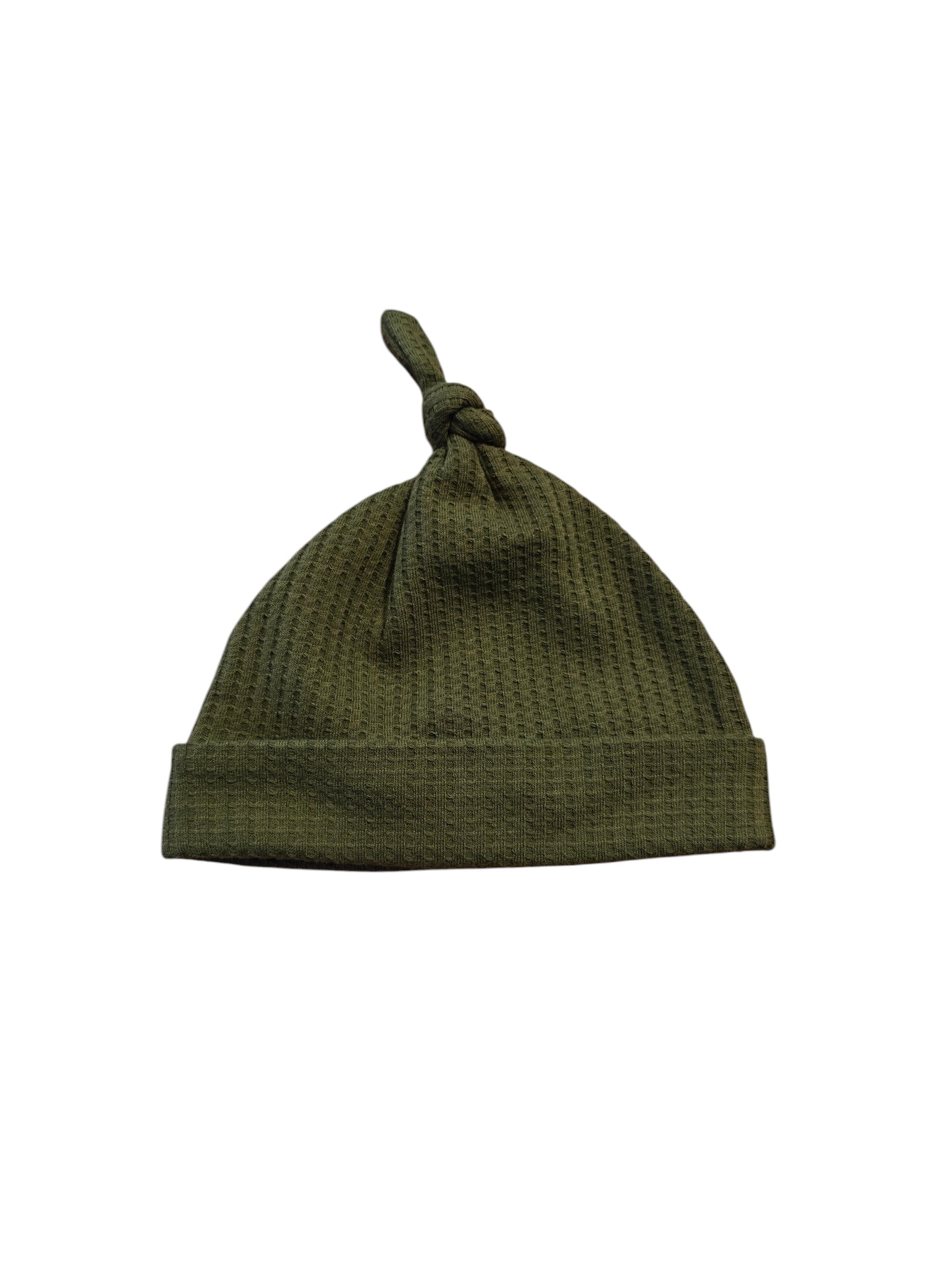 Baby knoopmutsje groen wafel