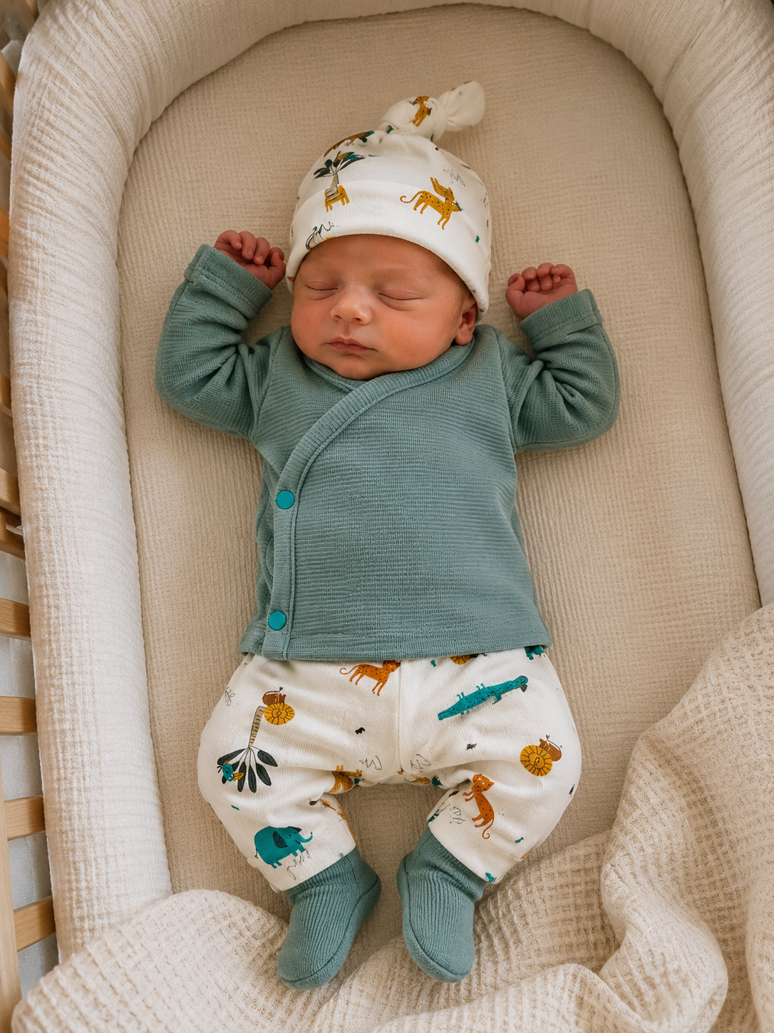 Baby setje maat 50/56 wit lieve jungle