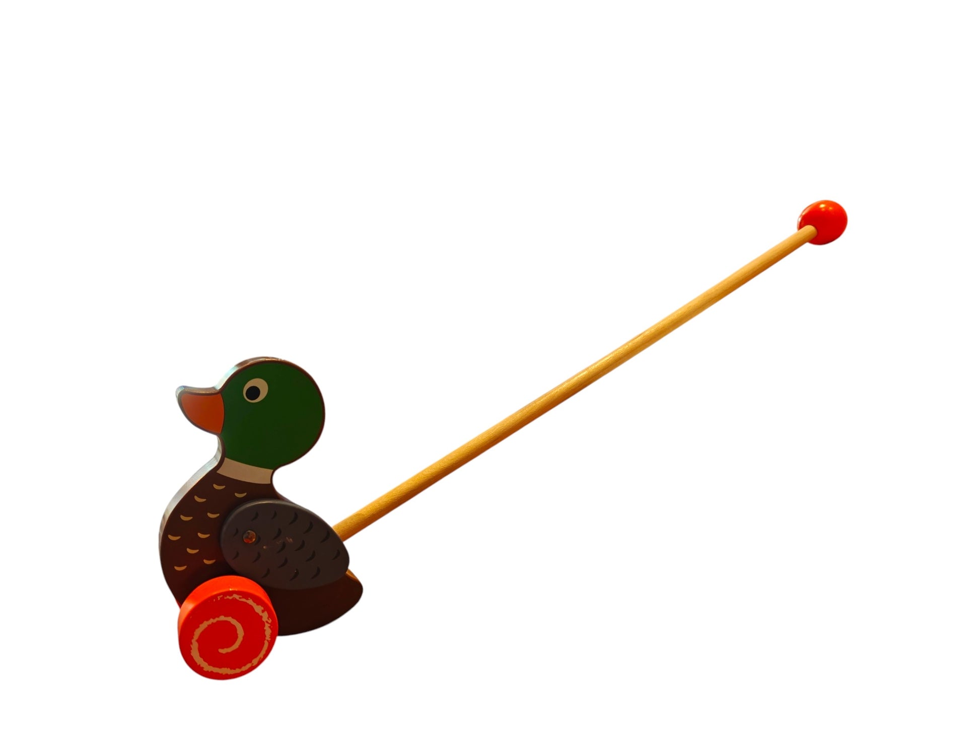 Houten Duwstok eendje