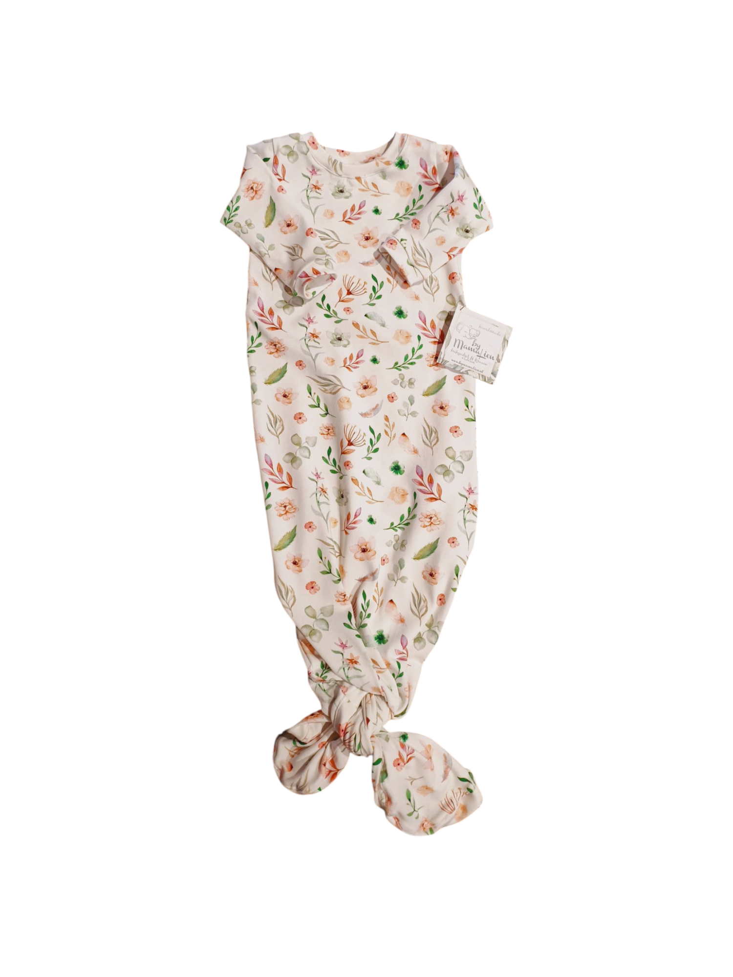 Knoop slaapzak By MamaLien 0 tot 3 maand roze bloemen