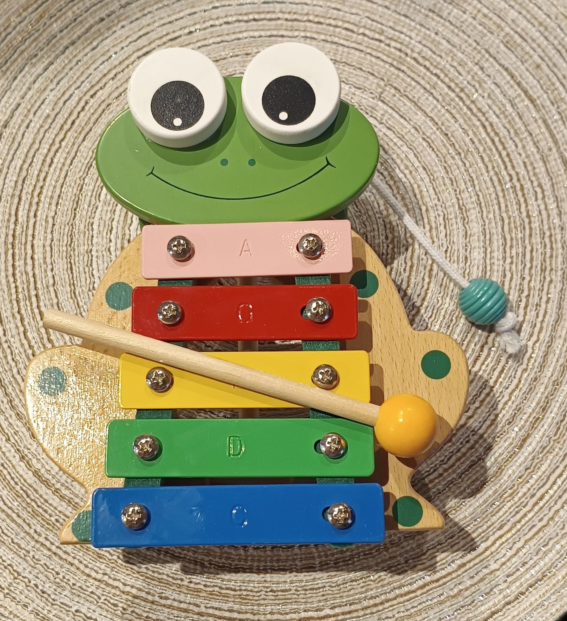 Houten xylofoon kikker