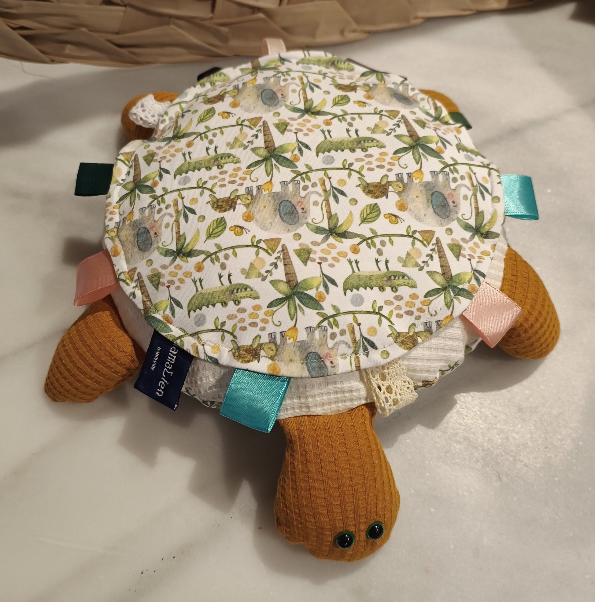Knuffel schildpad By MamaLien groene jungle oker