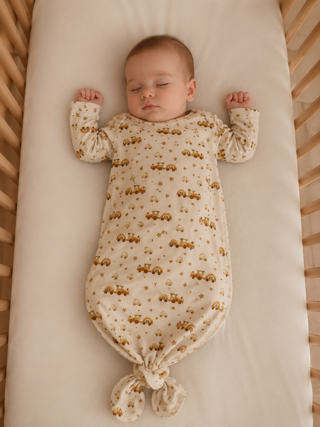 Knoop slaapzak By MamaLien 3 tot 6 maand treintjes