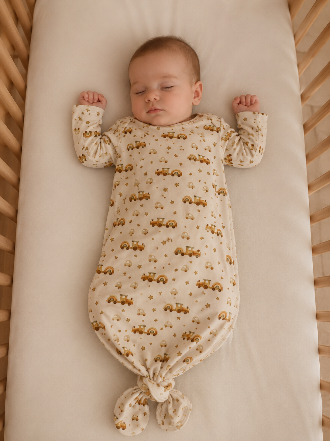 Knoop slaapzak By MamaLien 3 tot 6 maand treintjes