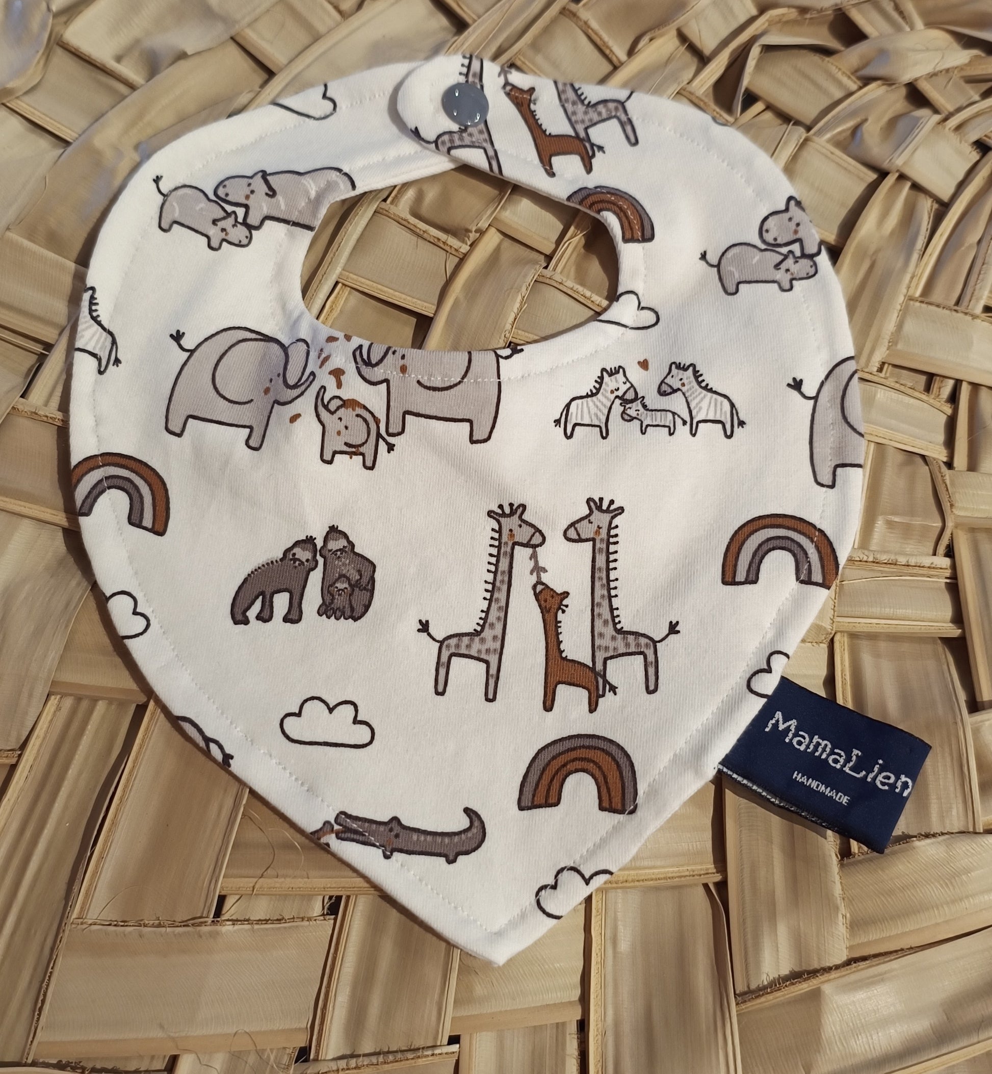 Kwijlslabbetje crème bruin jungle