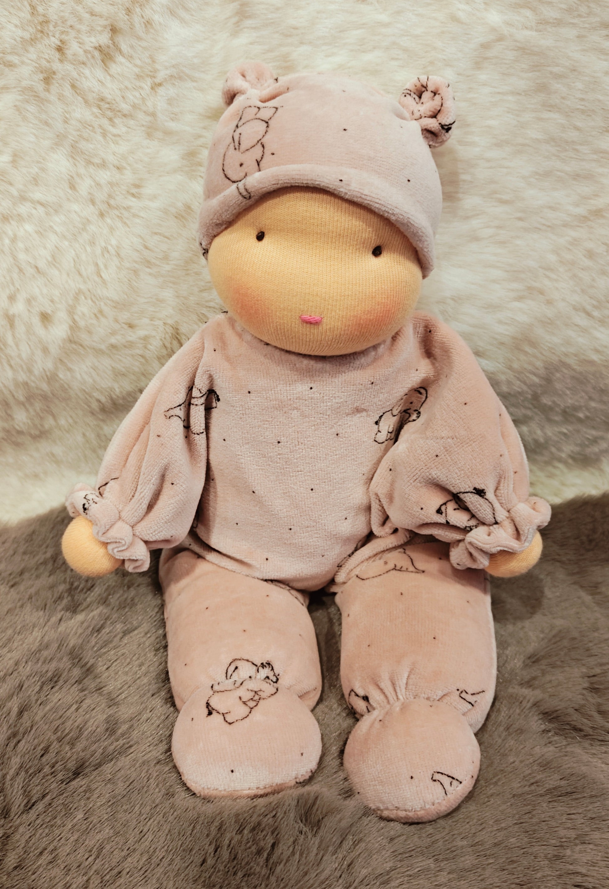 Antroposofische zonnekind / Waldorf pop roze olifantjes