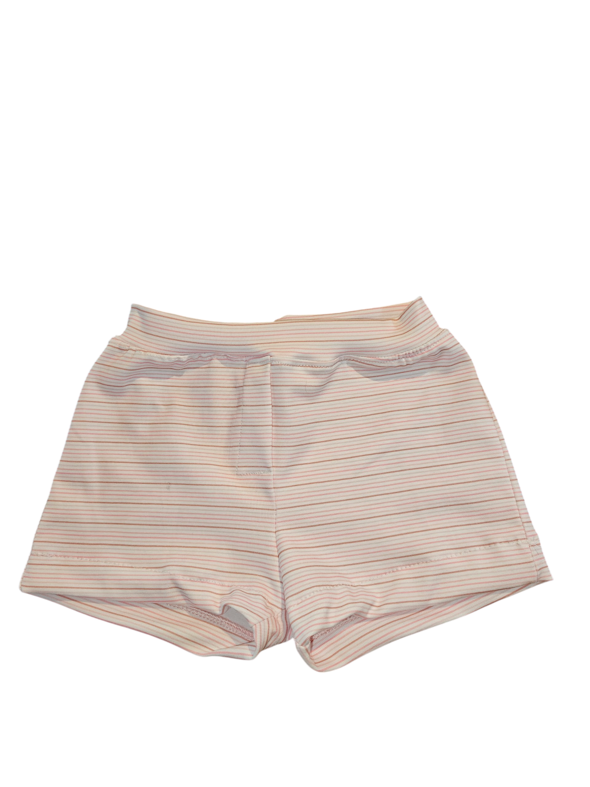Baby korte broek maat 62 roze streepjes