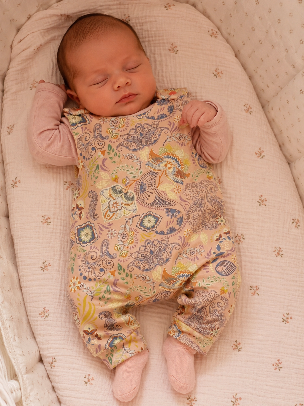 Baby salopette retro roze maat 56