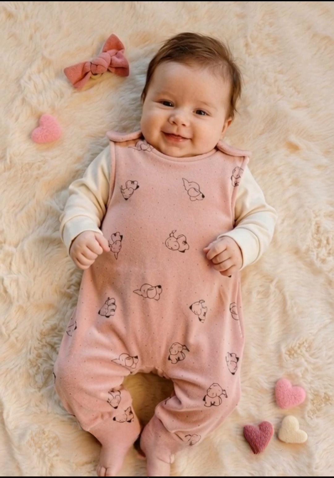 Baby salopette roze olifantjes maat 56