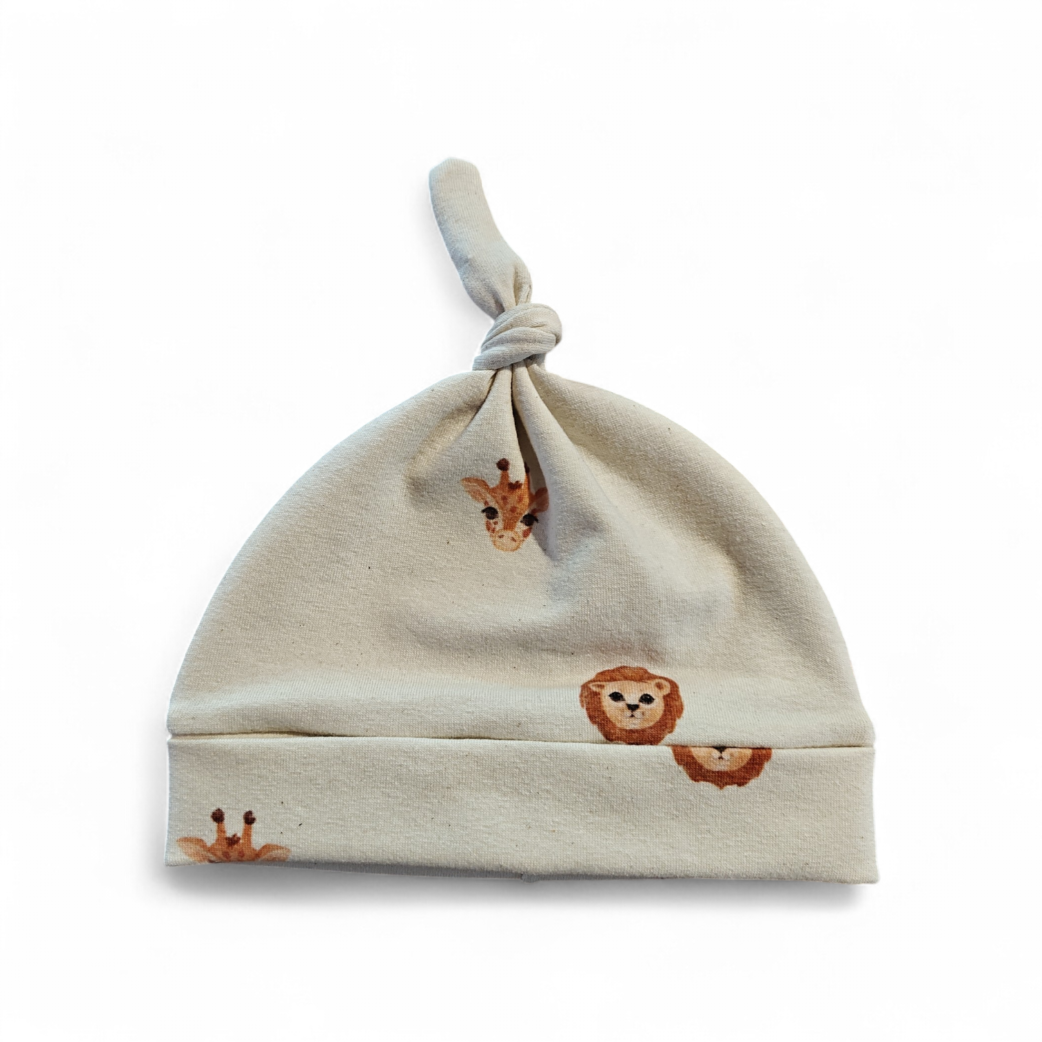Baby knoopmutsje creme terra girafjes
