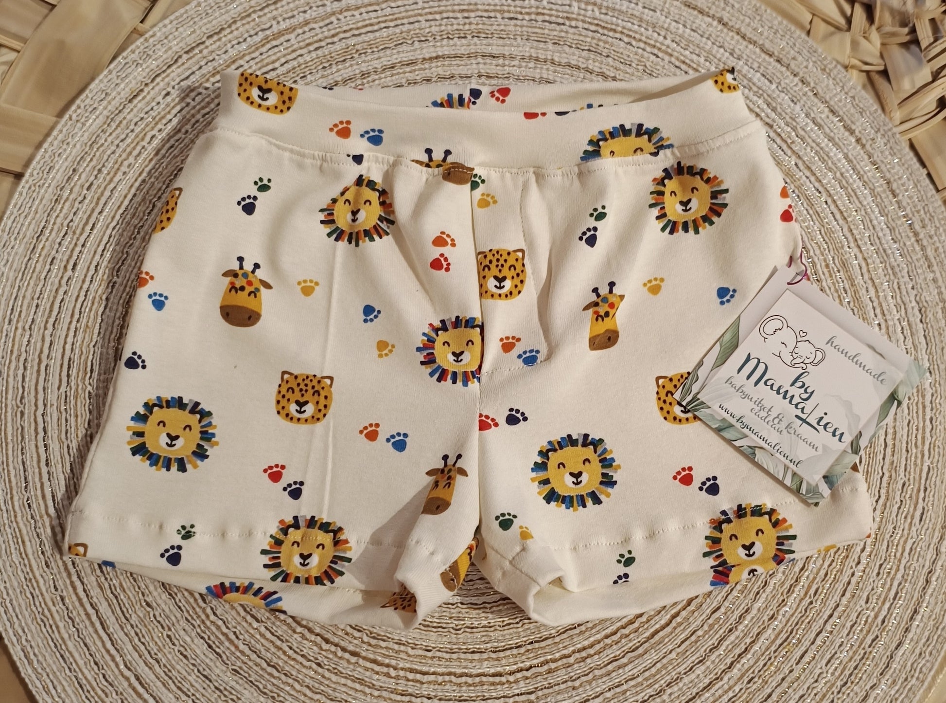 Baby korte broek maat 68 diertjes met voetjes