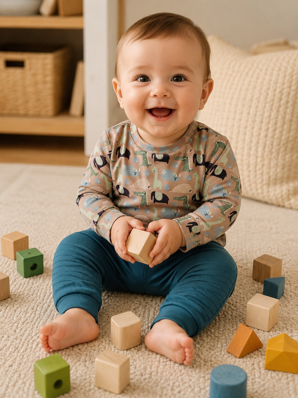 Setje broekje en shirtje dino blauw maat 74