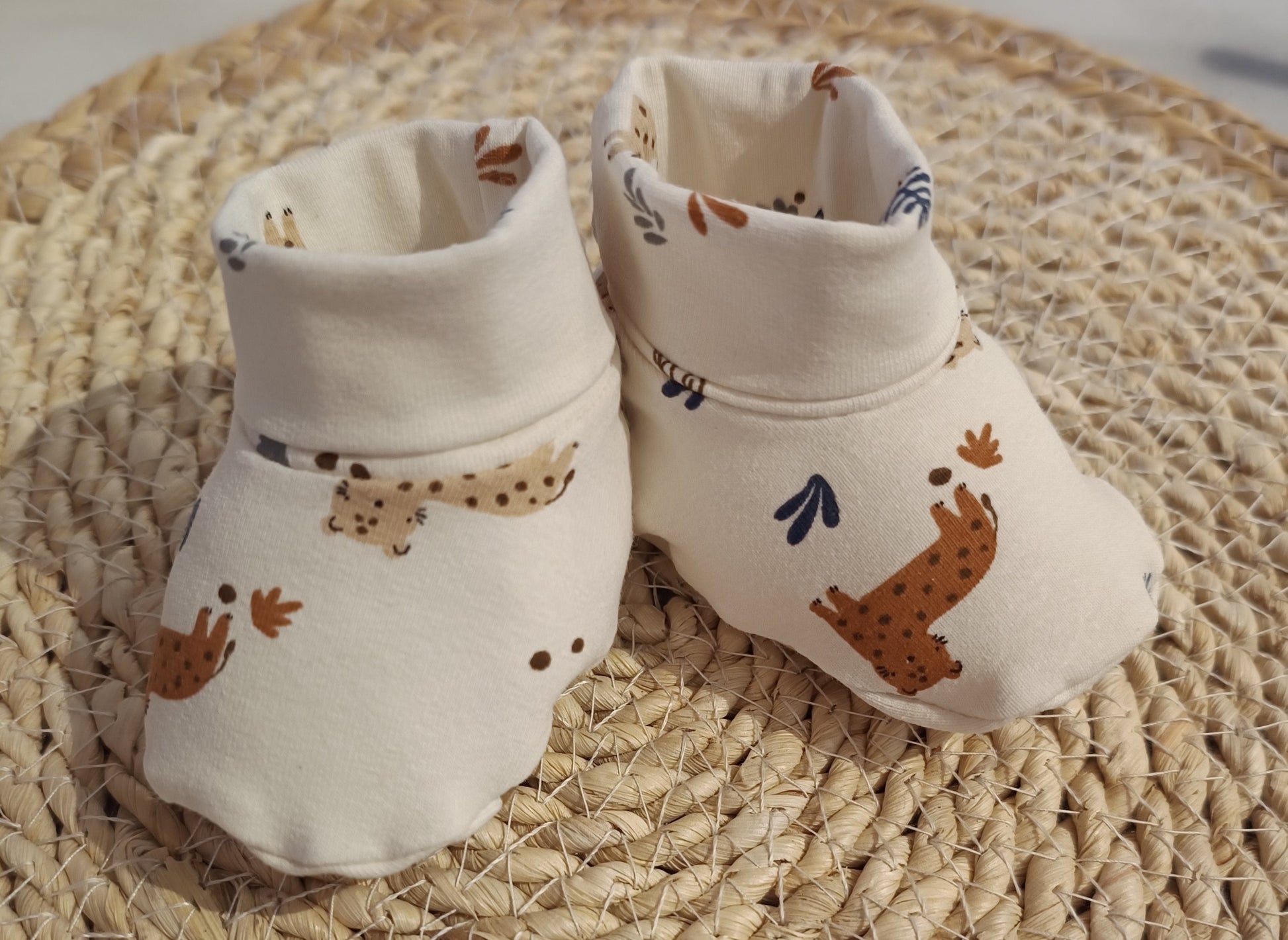 Baby slofjes crème panters