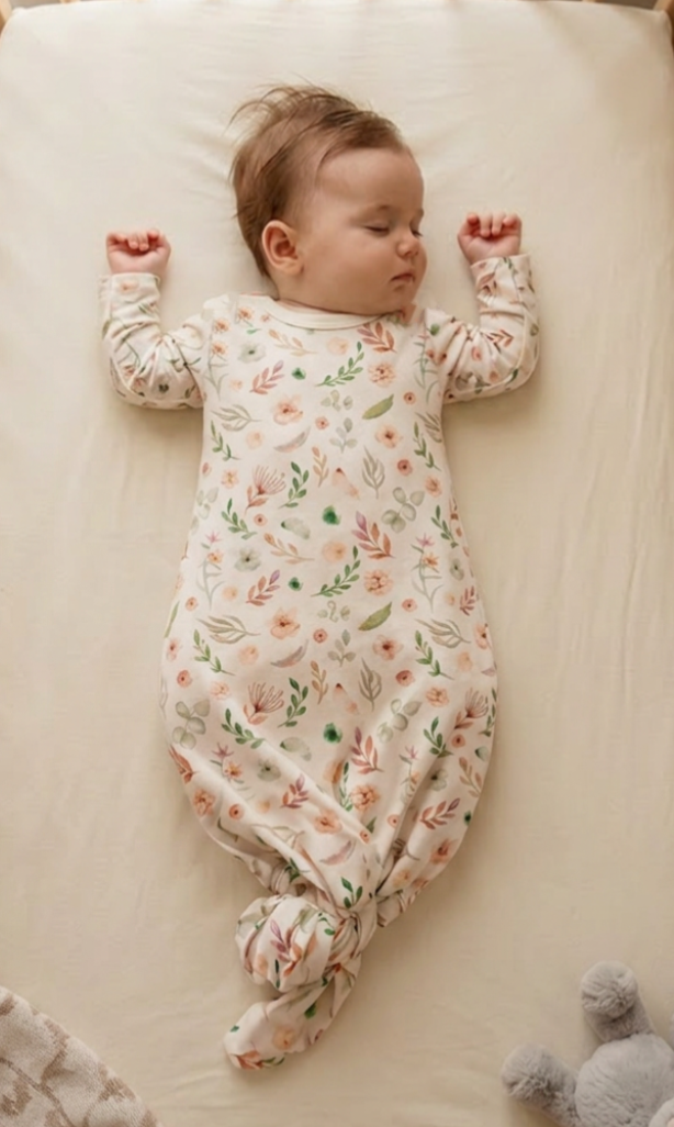 Knoop slaapzak By MamaLien 3 tot 6 maand roze bloemen