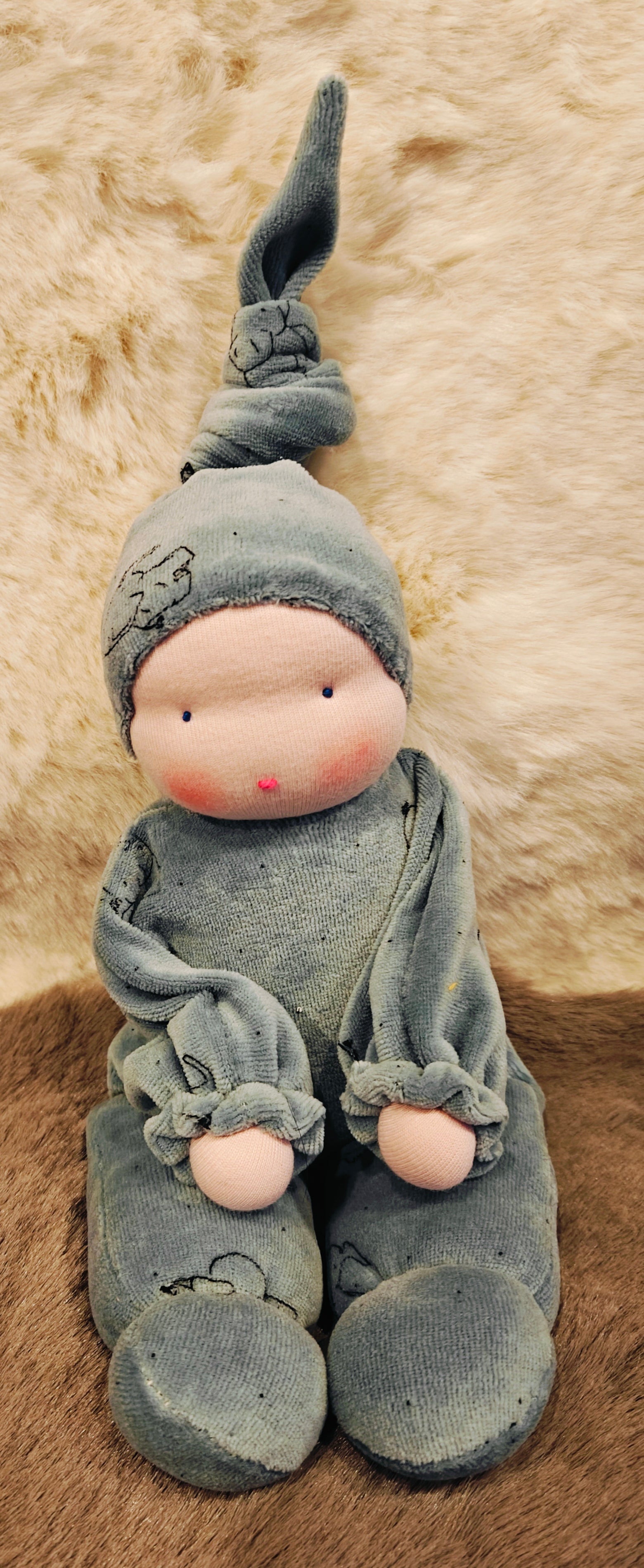 Antroposofische zonnekind / Waldorf pop groen olifantjes